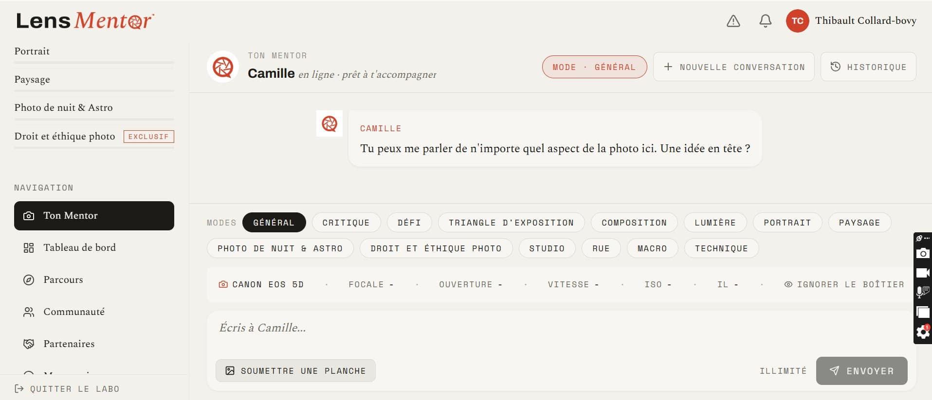 Le mentor IA : réponses cadrées par le mode choisi et les caractéristiques du boîtier de l'élève.